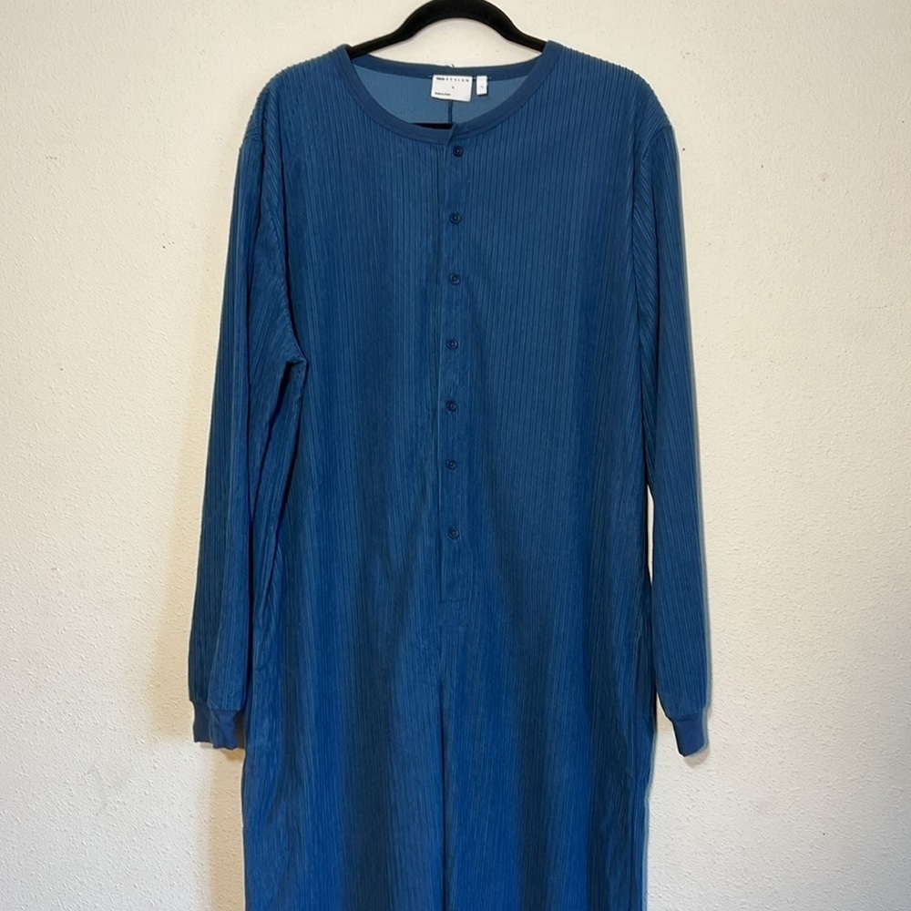 ASOS Design Womens Corduroy Teal One Piece Onesie Lounge Pajama Size Large